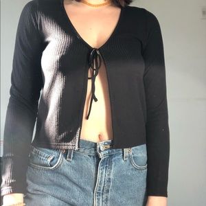 long sleeve front tie shirt